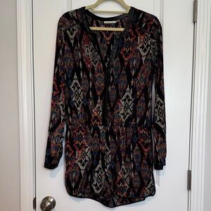 Mustard Seed Multicolor Patterned Jumpsuit with Leather Accents